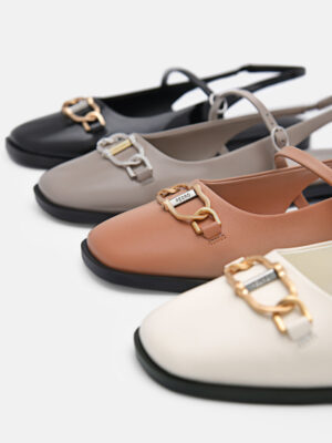 Alternative view of Jean Leather Slingback Sandals - Đen
