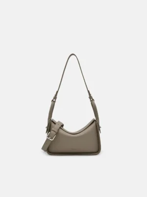Túi đeo vai chữ nhật Demi Leather - Nâu Xám