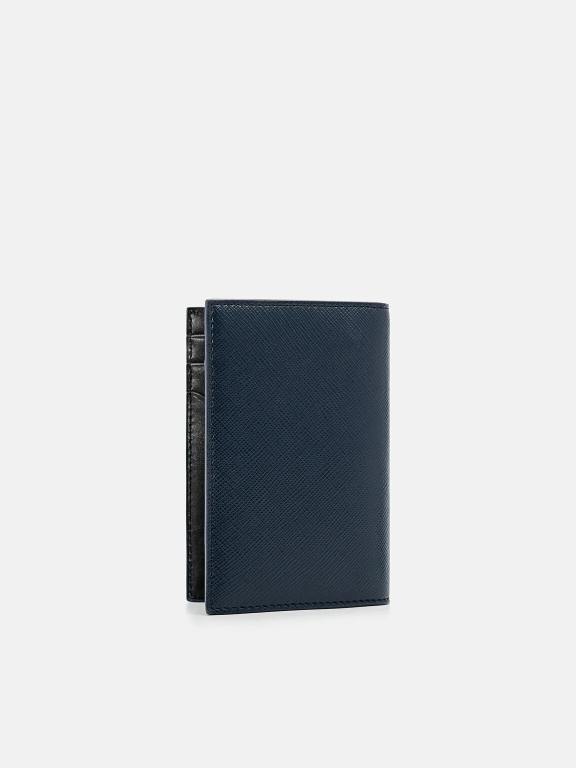Ví đựng thẻ dáng gập Embossed Leather - Xanh Navy - Ảnh 3