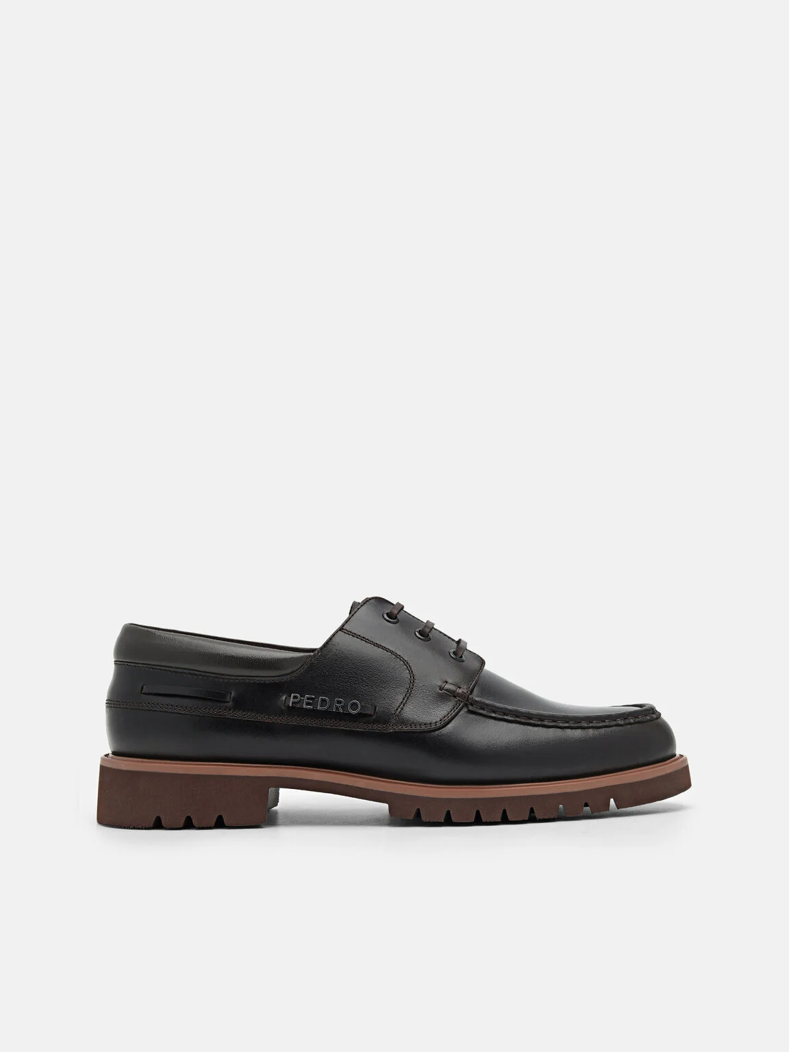 Giày tây mũi tròn Saxton Leather - Nâu Đậm