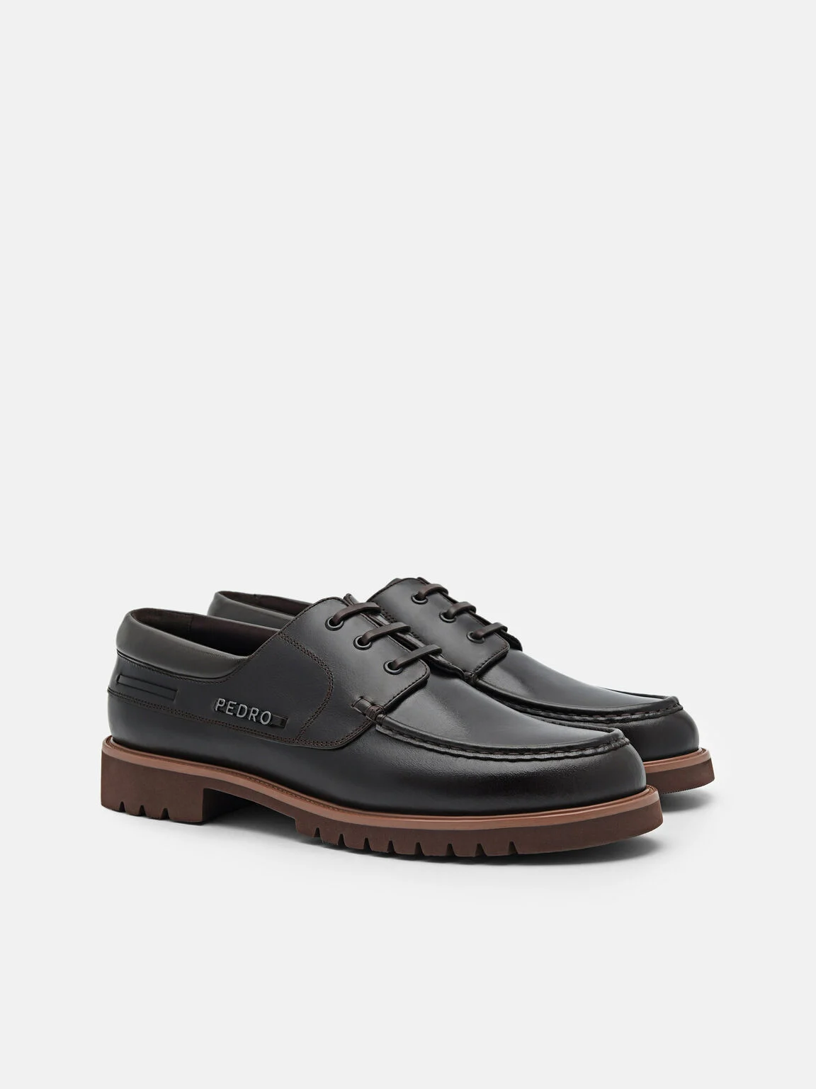 Giày tây mũi tròn Saxton Leather - Nâu Đậm - Ảnh 2