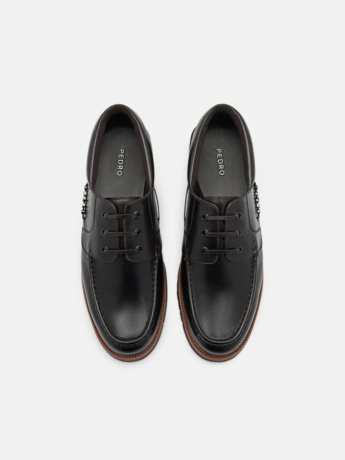 Giày tây mũi tròn Saxton Leather - Nâu Đậm - Ảnh 3