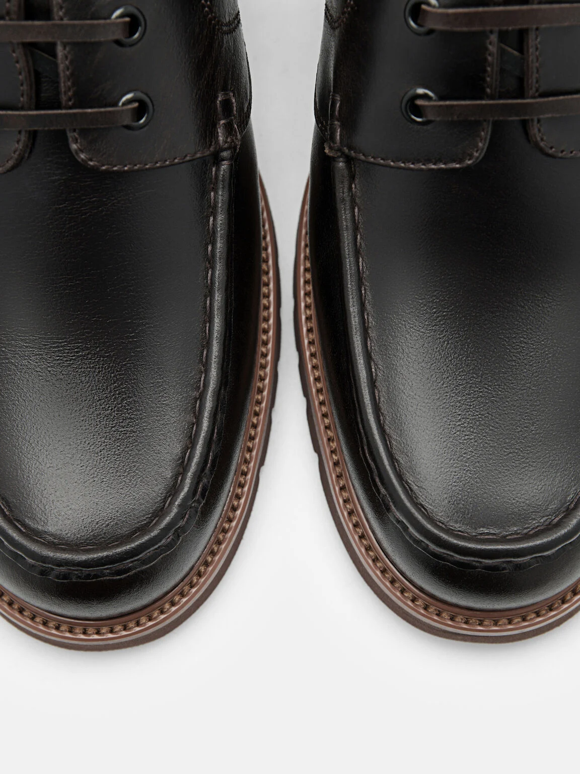 Giày tây mũi tròn Saxton Leather - Nâu Đậm - Ảnh 5
