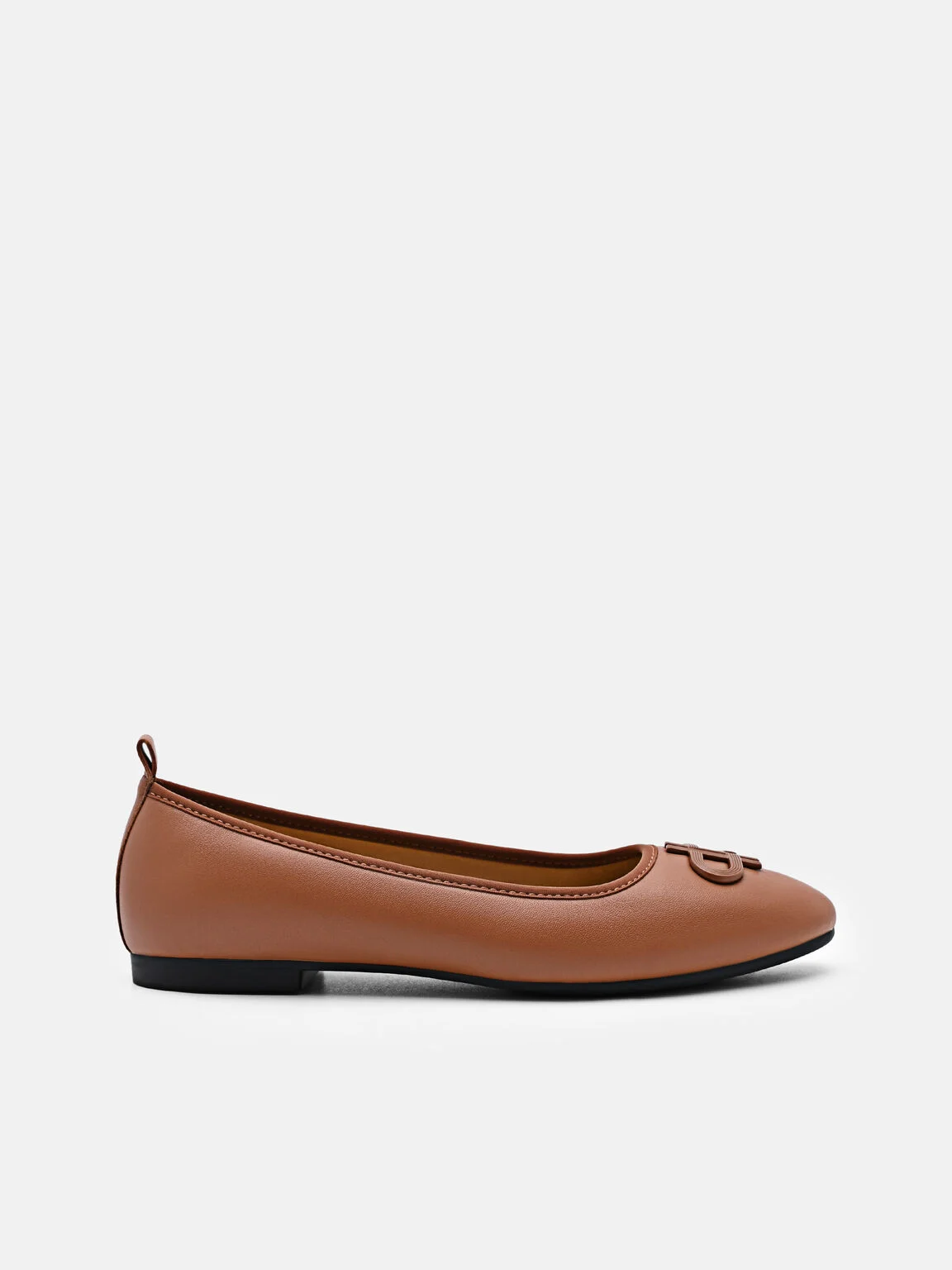Giày búp bê mũi tròn Icon Canvas - Rượu Cognac