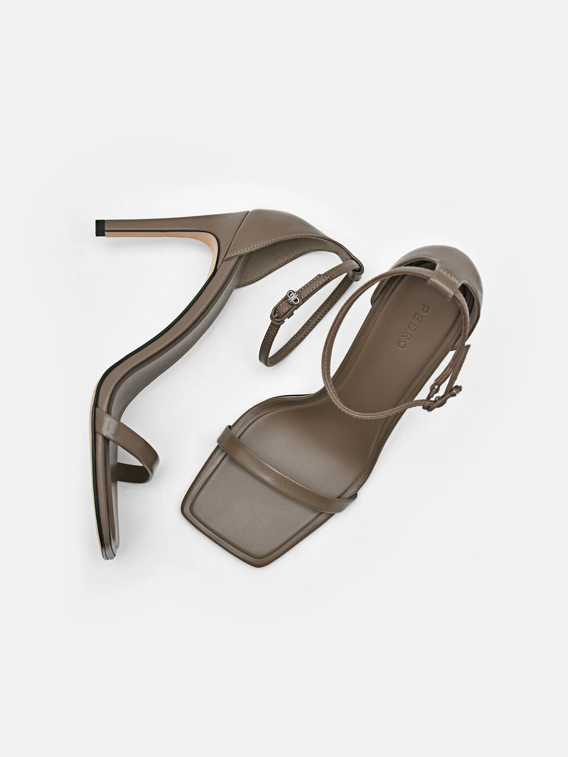 Giày sandals cao gót Studio Donna Leather - Nâu Xám - Ảnh 2