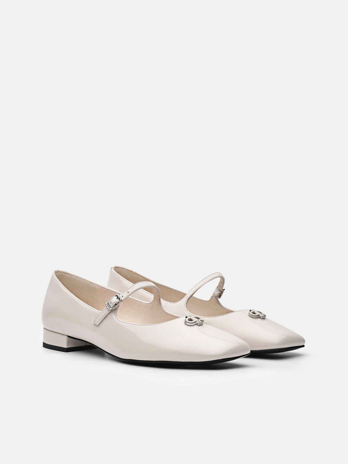 Giày búp bê mũi vuông Studio Leather Mary Jane - Phấn - Ảnh 5