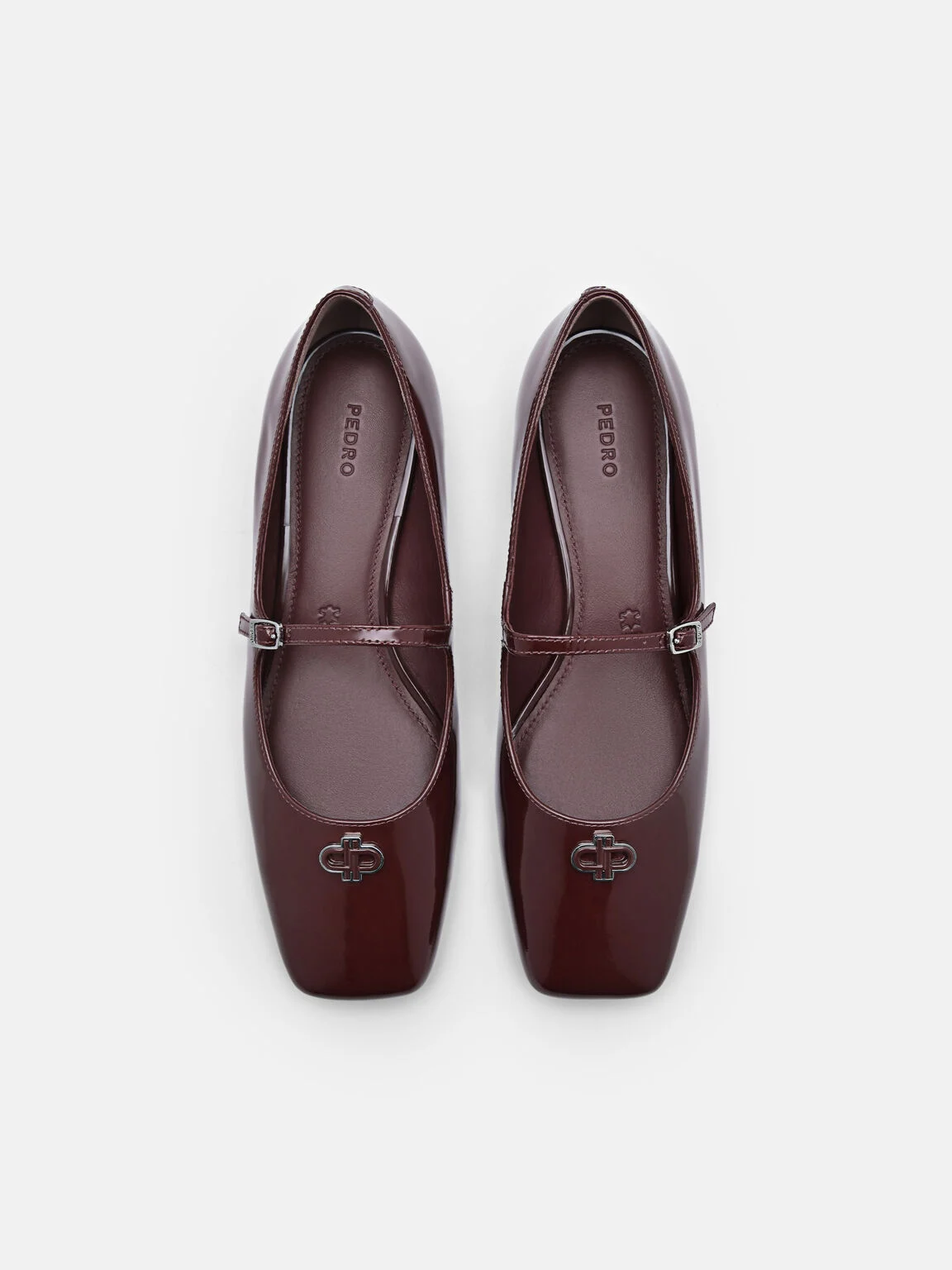 Giày búp bê mũi vuông Studio Leather Mary Jane - Đỏ Rượu Vang - Ảnh 3
