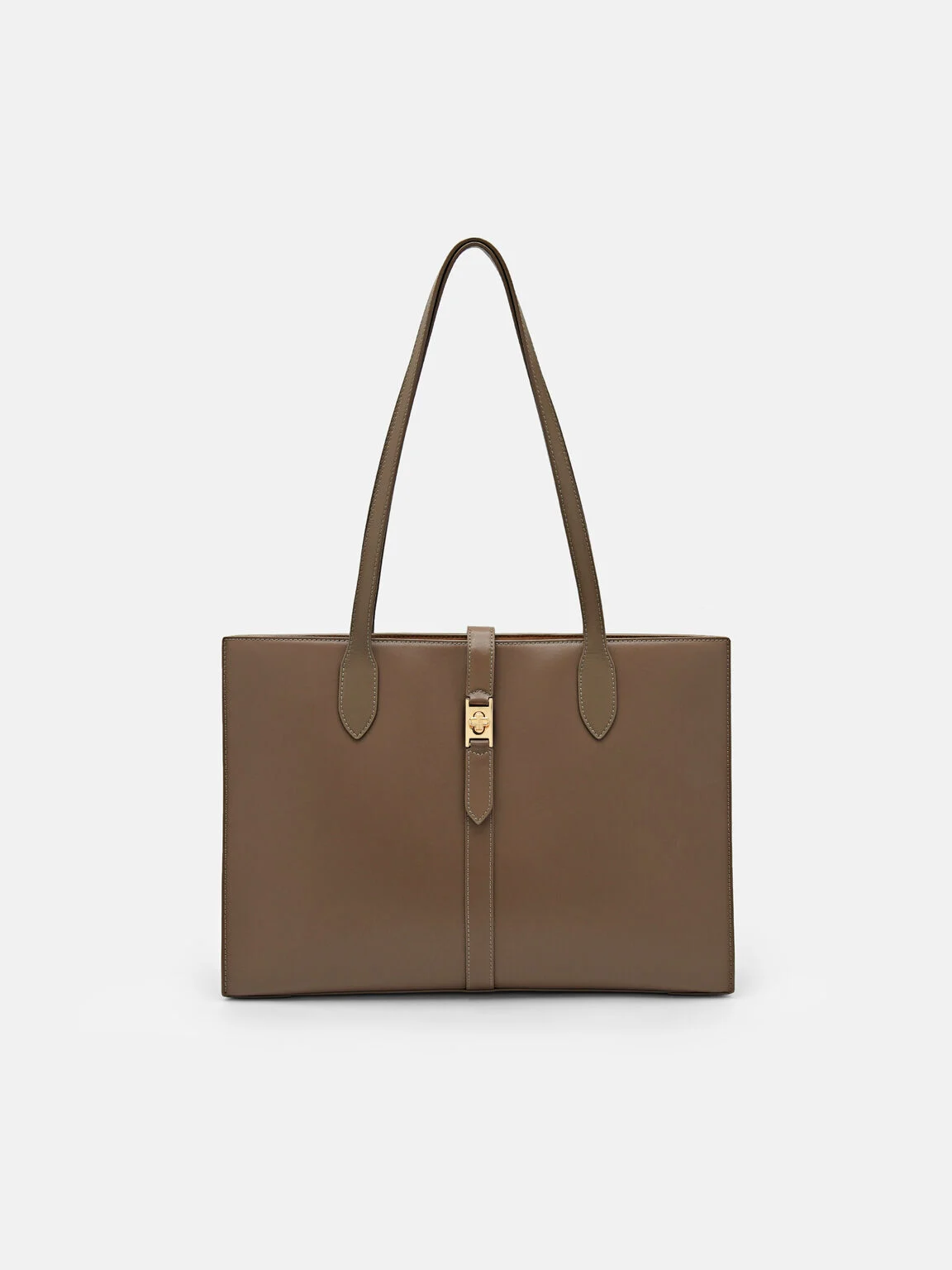 Túi tote phom chữ nhật Studio Leather - Nâu Xám
