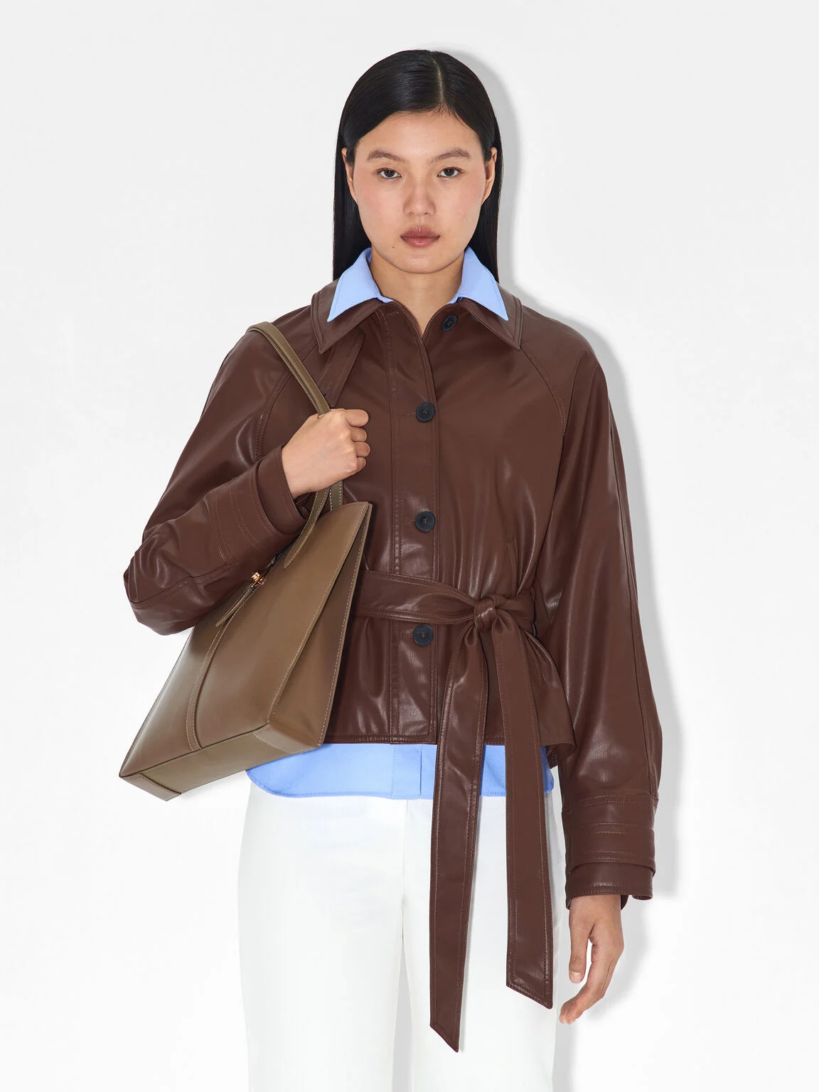 Túi tote phom chữ nhật Studio Leather - Nâu Xám - Ảnh 2