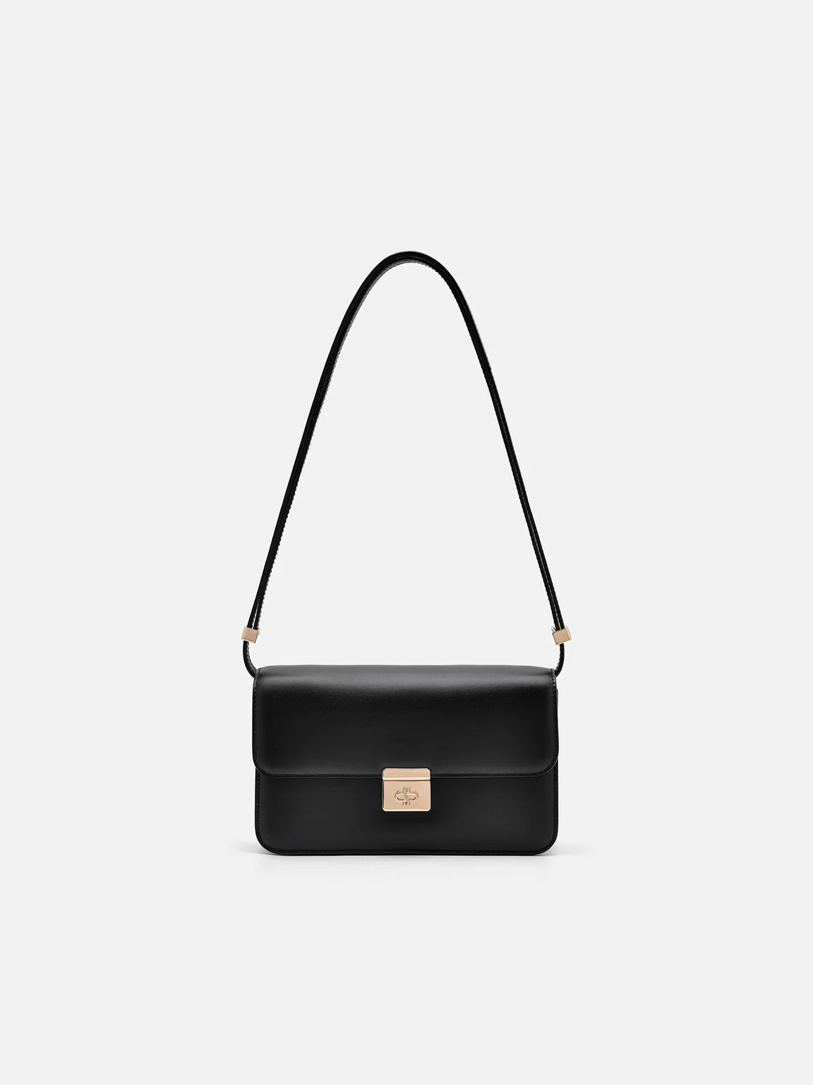 Túi đeo vai phom chữ nhật Studio Leather - Đen