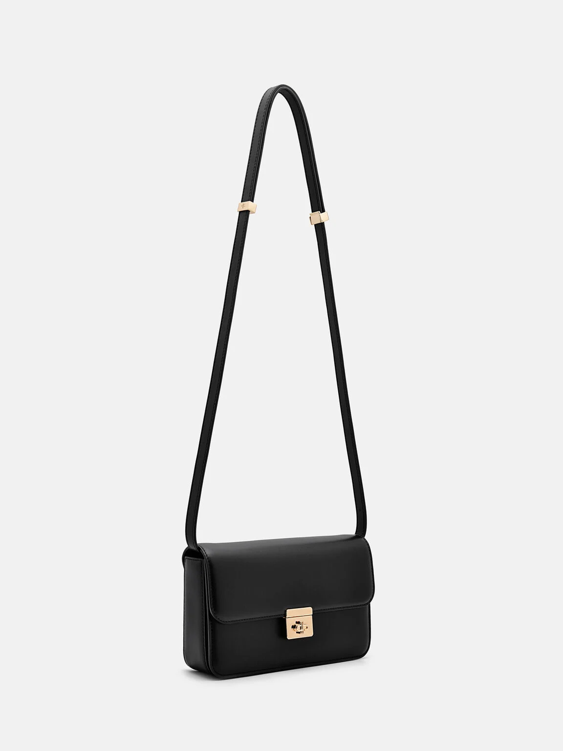 Túi đeo vai phom chữ nhật Studio Leather - Đen - Ảnh 6