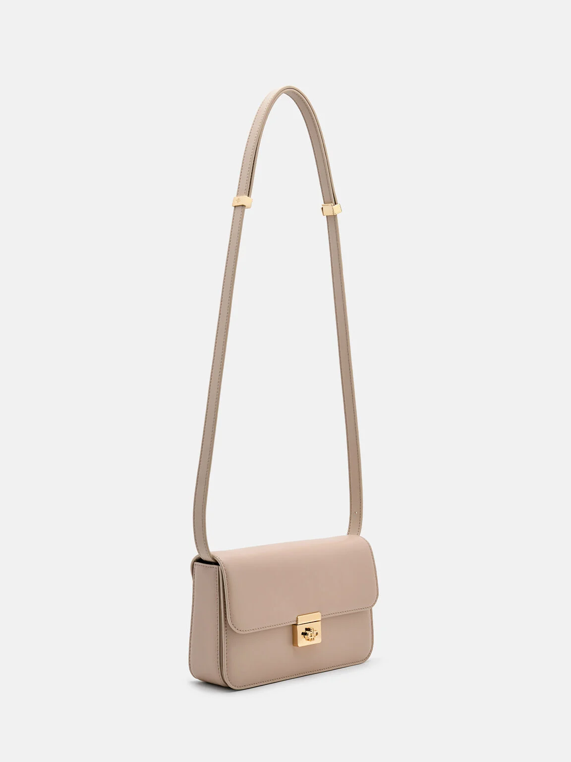 Túi đeo vai phom chữ nhật Studio Leather - Nude - Ảnh 6
